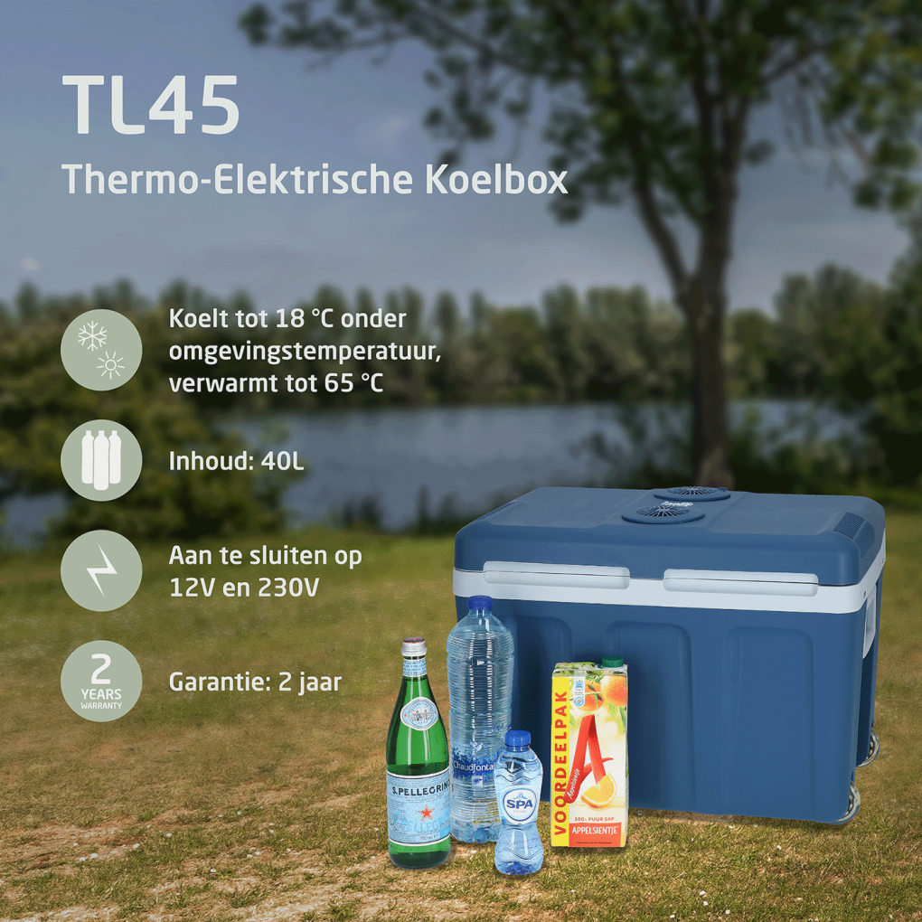 Thermo-electric cool box TL45 blue AC/DC 12V/230V