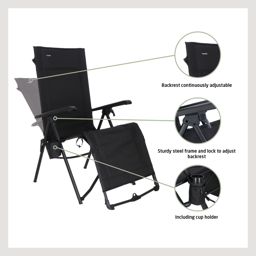 Festo chaise réglable relax pliable graphite black