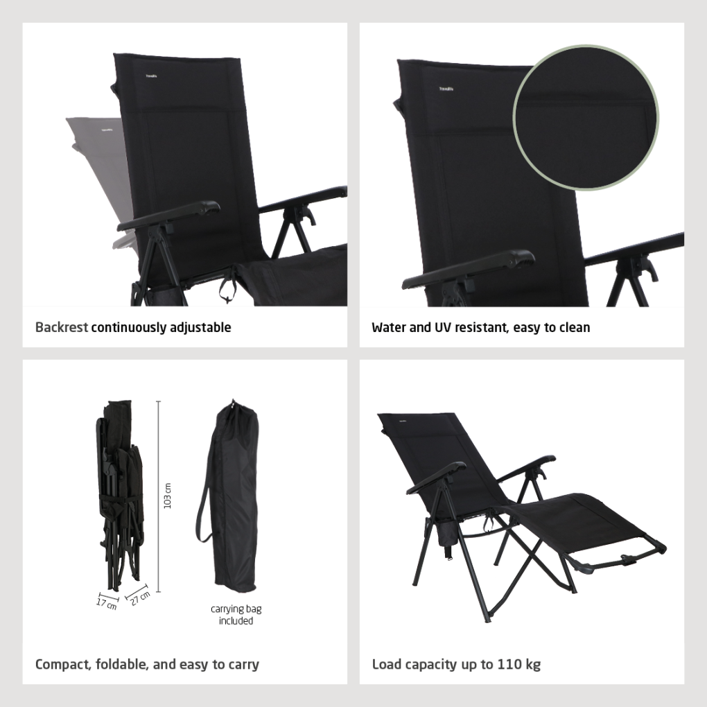 Festo chaise réglable relax pliable graphite black