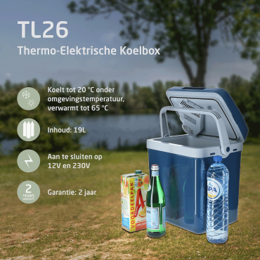 Thermo-electric cool box TL26 blue AC/DC 12V/230V
