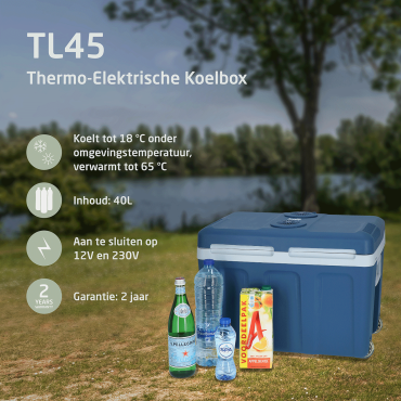 Thermo-electric cool box TL45 blue AC/DC 12V/230V