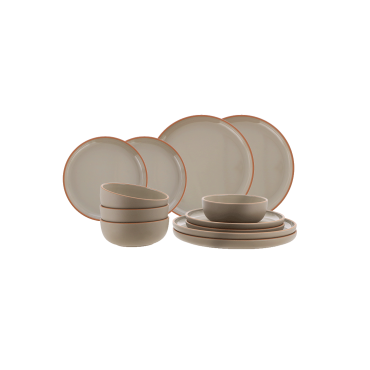 Avila Geschirr-set taupe brown 12-teilig